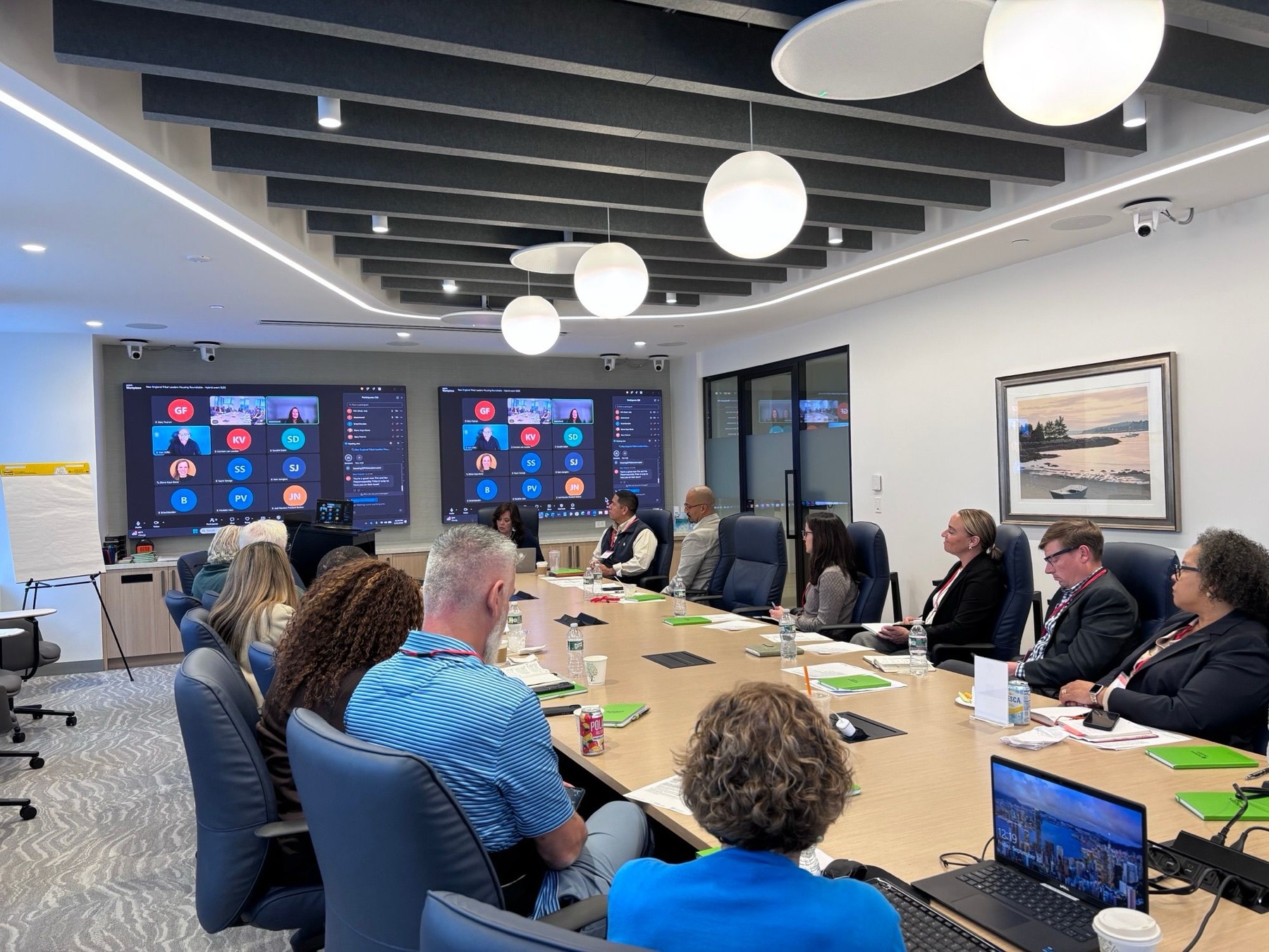The New England Tribal Leaders Housing Roundtable in Boston, with remote participants joining on screen